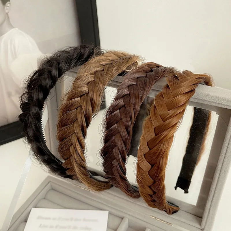 Women Synthetic Wig Twist Braided Hair Bands Fashion Braids Hair Accessories Women Bohemian Nature Headband Stretch for Party - Slobuy