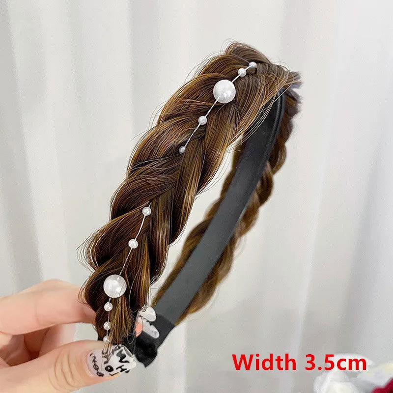 Women Synthetic Wig Twist Braided Hair Bands Fashion Braids Hair Accessories Women Bohemian Nature Headband Stretch for Party - Slobuy