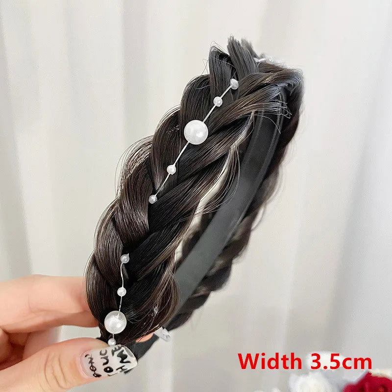 Women Synthetic Wig Twist Braided Hair Bands Fashion Braids Hair Accessories Women Bohemian Nature Headband Stretch for Party - Slobuy