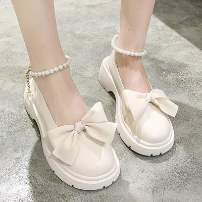 Women Thick Platform Mary Janes Lolita Shoes Party Pumps Summer 2022 New Sandals Bow Chain Mujer Shoes Fashion Oxford Zapatos - Slobuy