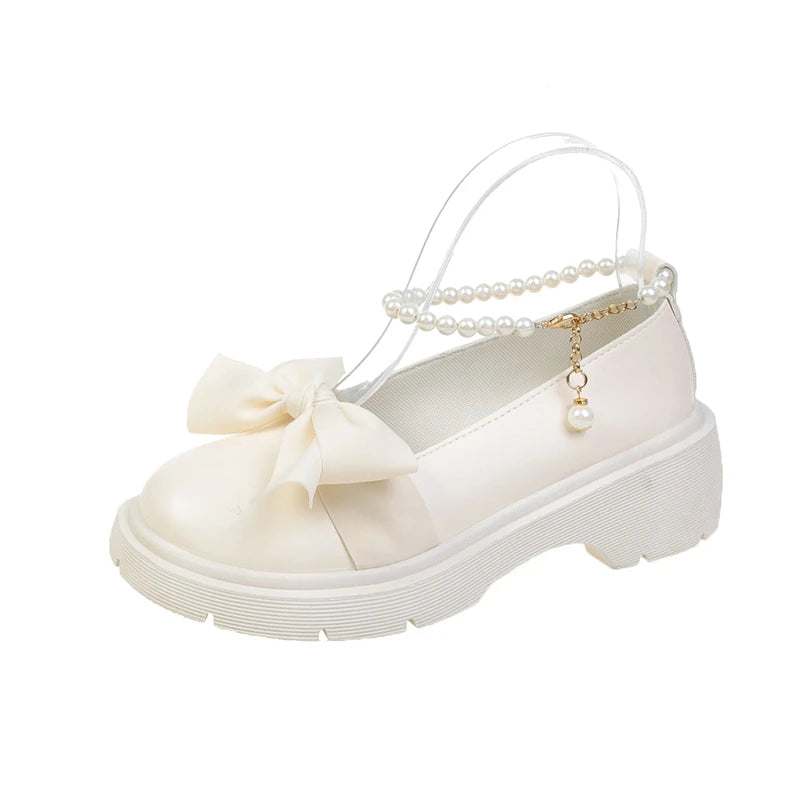 Women Thick Platform Mary Janes Lolita Shoes Party Pumps Summer 2022 New Sandals Bow Chain Mujer Shoes Fashion Oxford Zapatos - Slobuy