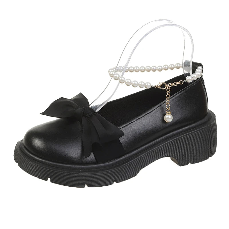 Women Thick Platform Mary Janes Lolita Shoes Party Pumps Summer 2022 New Sandals Bow Chain Mujer Shoes Fashion Oxford Zapatos - Slobuy