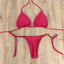 Women Thong Bikini Set Side Tie Sexy Swimsuit Bandage Style Brazilian Swimwear Neck Hanging Solid Color Adjustable Swimsuit Set - Slobuy