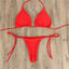 Women Thong Bikini Set Side Tie Sexy Swimsuit Bandage Style Brazilian Swimwear Neck Hanging Solid Color Adjustable Swimsuit Set - Slobuy