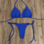 Women Thong Bikini Set Side Tie Sexy Swimsuit Bandage Style Brazilian Swimwear Neck Hanging Solid Color Adjustable Swimsuit Set - Slobuy