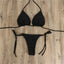 Women Thong Bikini Set Side Tie Sexy Swimsuit Bandage Style Brazilian Swimwear Neck Hanging Solid Color Adjustable Swimsuit Set - Slobuy