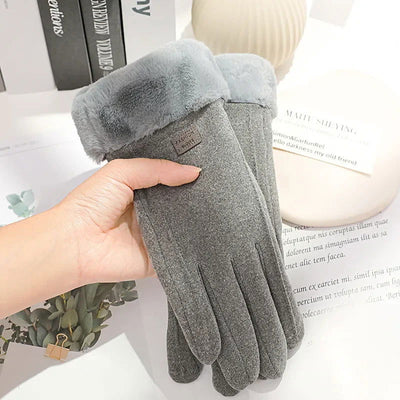 Women Winter Thick Plush Gloves Fashion Warm Suede Outdoor Guantes Lady Touchscreen Driving Gloves Sports Cycling Mittens - Slobuy