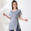 Women Workout Shirts Short Sleeve Yoga Top Gym Long Shirts Side Drawstring Split Sports Top Female Breathable Fitness Yoga Wear - Slobuy