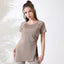 Women Workout Shirts Short Sleeve Yoga Top Gym Long Shirts Side Drawstring Split Sports Top Female Breathable Fitness Yoga Wear - Slobuy