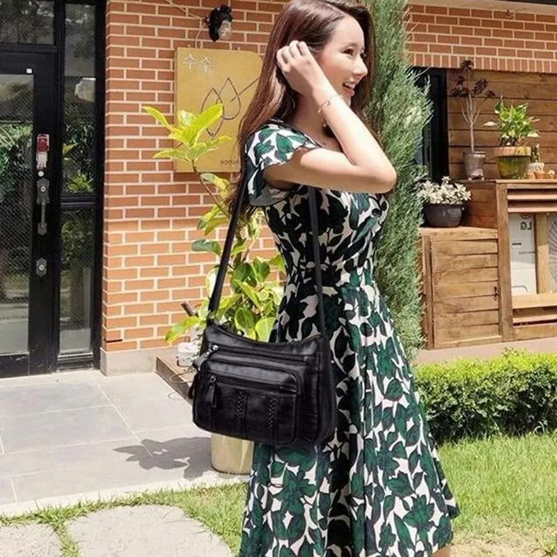 Women's Bag PU Multilayered Soft Leather Ladies Fashion Simple Shoulder Bags Mom's Bags Crossbody Bag - Slobuy