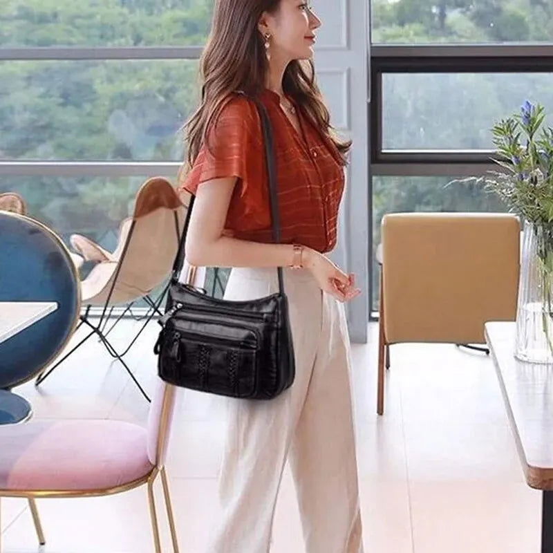 Women's Bag PU Multilayered Soft Leather Ladies Fashion Simple Shoulder Bags Mom's Bags Crossbody Bag - Slobuy