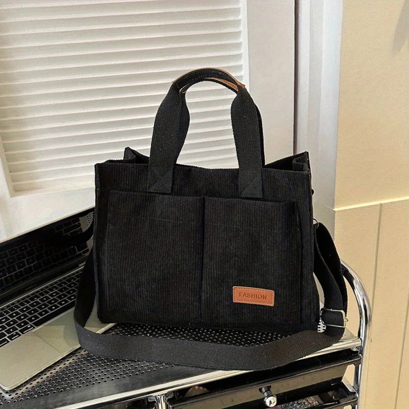 Women's Corduroy Tote Bag Large Capcity Handbags for Women Commuting Women's Bag Messenger Shoulder Bag Female Handbag - Slobuy