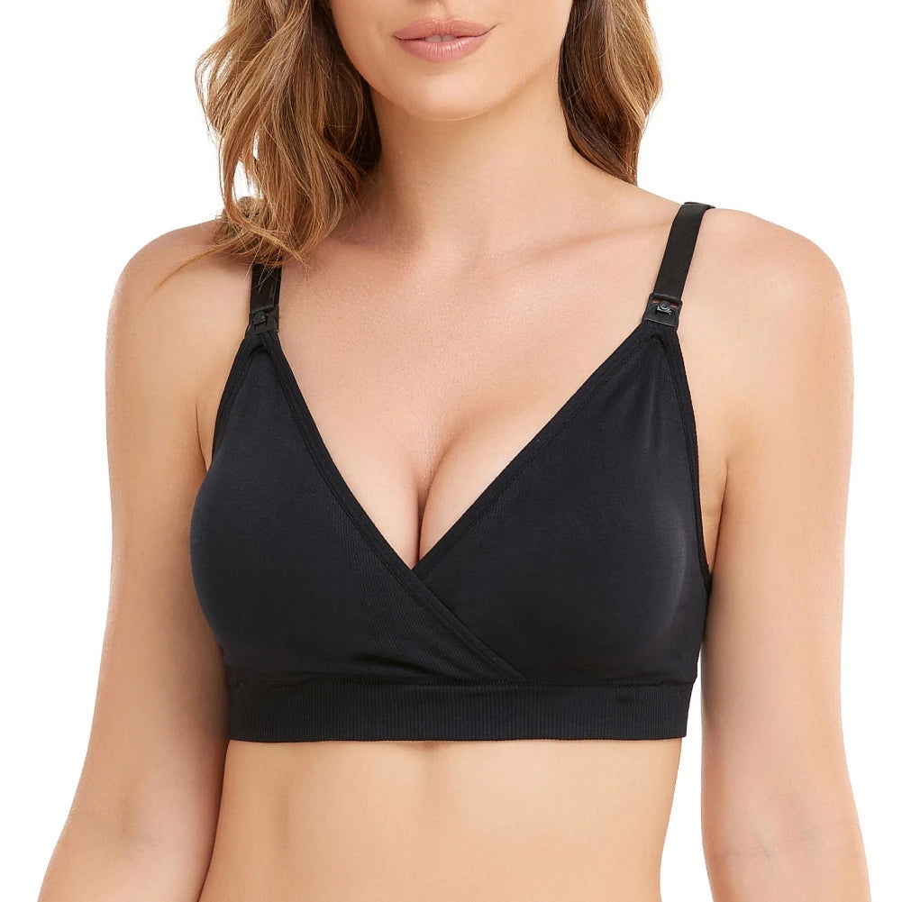 Women's Maternity Pregnancy Seamless Breastfeeding Bras No Underwire Adjustable Straps Breast-Pumps Holding And Nursing Bra - Slobuy