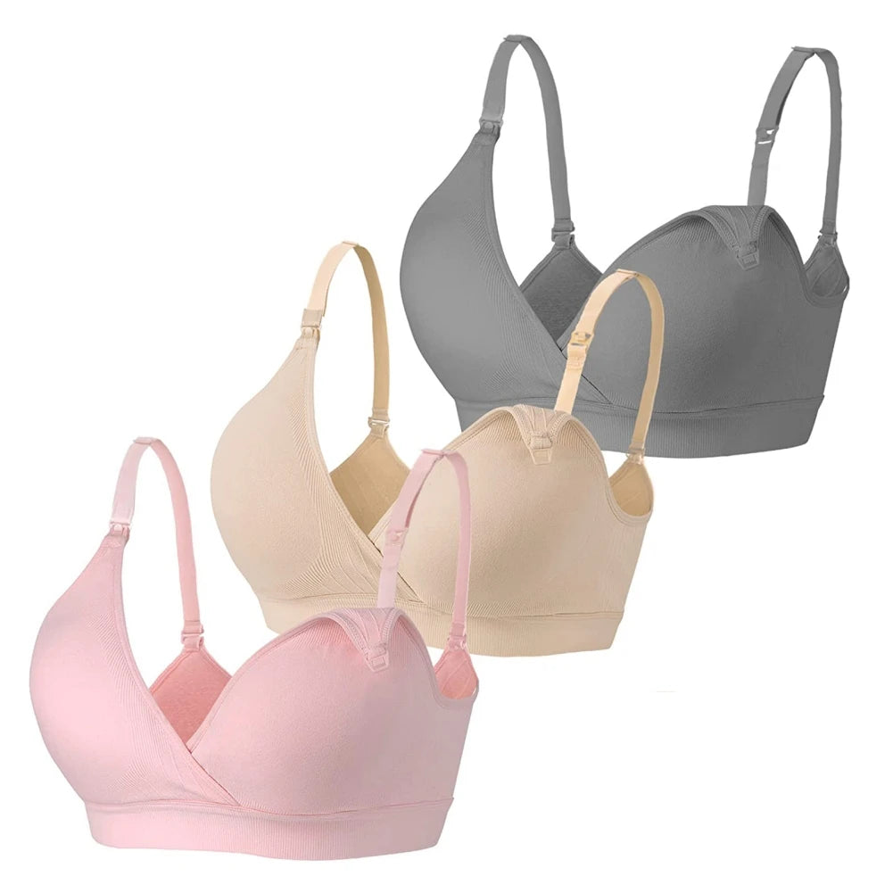 Women's Maternity Pregnancy Seamless Breastfeeding Bras No Underwire Adjustable Straps Breast-Pumps Holding And Nursing Bra - Slobuy