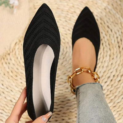 Women's Pointed Toe Flat Shoes Solid Color Knitted Slip on Shoes Casual Breathable Ballet Flats Women Flat Shoes  Loafers Women - Slobuy