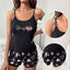 Women's Sleepwear Pyjama Set Black Comfortable Casual Print Short Sleeveless Pajamas Set Homewear - Slobuy