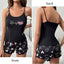 Women's Sleepwear Pyjama Set Black Comfortable Casual Print Short Sleeveless Pajamas Set Homewear - Slobuy