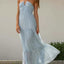 Women's Summer Chiffon Halter V Neck Sleeveless Floral Flowy A Line Maxi Dress Boho Backless Tiered Swing Long Beach Dresses - Slobuy