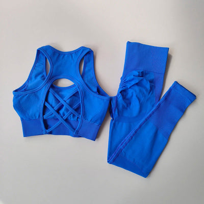 Women's tracksuit Fitness Suit Yoga Sets Sportswear Workout Sports Bra+High Waist Leggings Gym Clothing Seamless Sports Suits - Slobuy