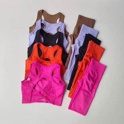 Women's tracksuit Fitness Yoga Sets Sportswear Workout Sports Bra+High Waist Leggings Gym Clothing Seamless Sports Suits - Slobuy