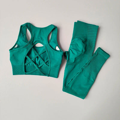 Women's tracksuit Fitness Yoga Sets Sportswear Workout Sports Bra+High Waist Leggings Gym Clothing Seamless Sports Suits - Slobuy