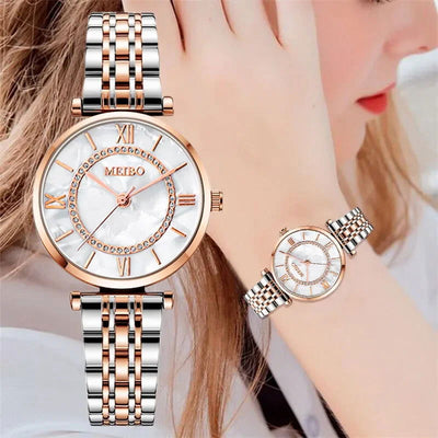 Womens Luxury Crystal Women Bracelet Watches Top Brand Fashion Diamond Ladies Quartz Watch Steel Female Wristwatch - Slobuy
