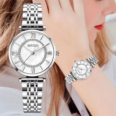 Womens Luxury Crystal Women Bracelet Watches Top Brand Fashion Diamond Ladies Quartz Watch Steel Female Wristwatch - Slobuy