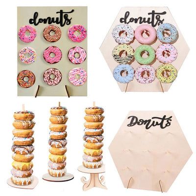 Wood Donut Stand Doughnuts Wall Stands Display board Holder Kids Birthday Party Wedding Table Decoration Baby Shower Supplies - Slobuy