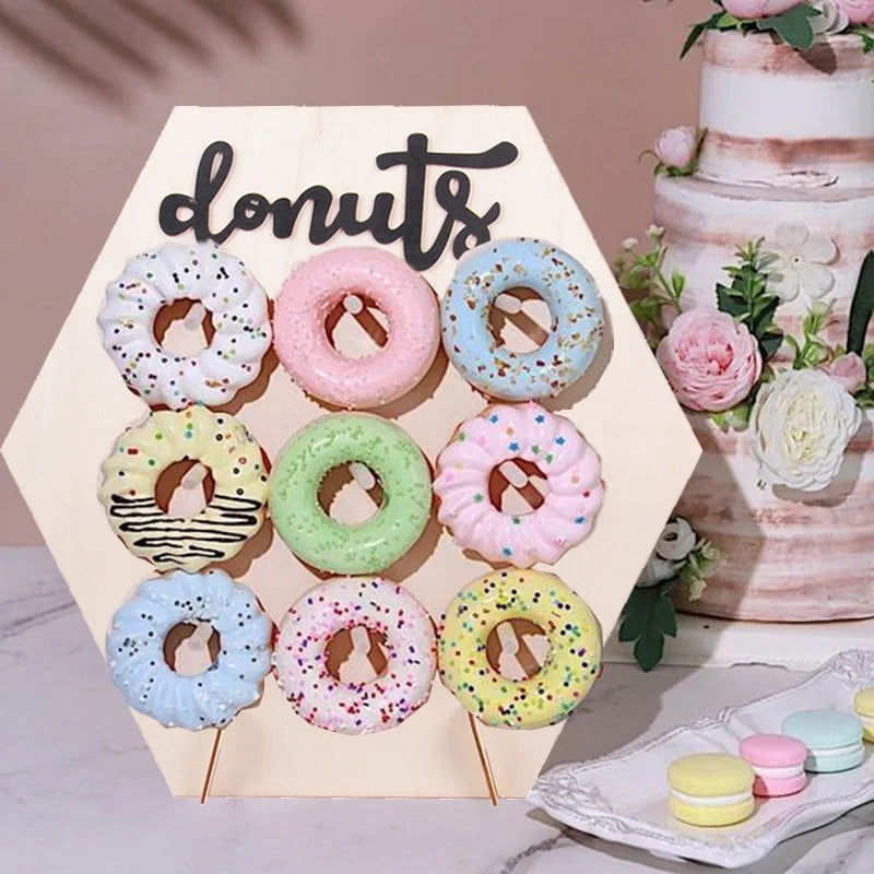Wood Donut Stand Doughnuts Wall Stands Display board Holder Kids Birthday Party Wedding Table Decoration Baby Shower Supplies - Slobuy