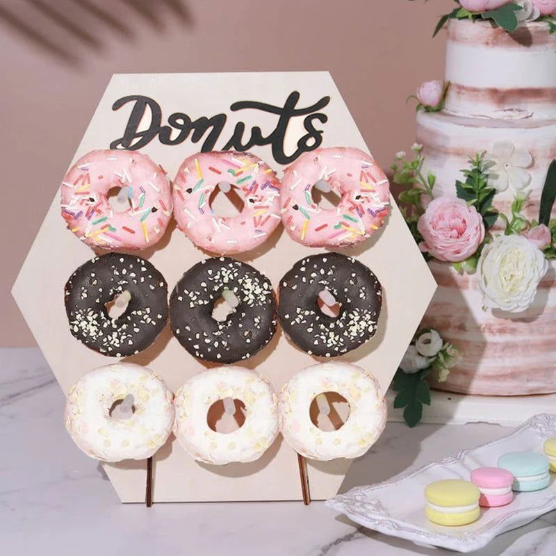 Wood Donut Stand Doughnuts Wall Stands Display board Holder Kids Birthday Party Wedding Table Decoration Baby Shower Supplies - Slobuy