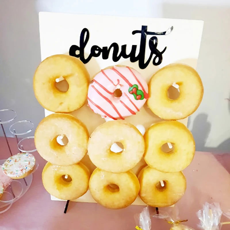 Wood Donut Stand Doughnuts Wall Stands Display board Holder Kids Birthday Party Wedding Table Decoration Baby Shower Supplies - Slobuy