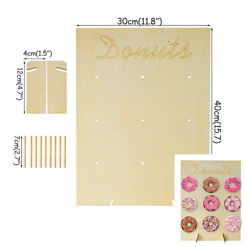 Wood Donut Stand Doughnuts Wall Stands Display board Holder Kids Birthday Party Wedding Table Decoration Baby Shower Supplies - Slobuy
