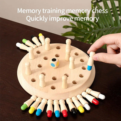 Wooden Chessboard Color Memory Chess Game Memory Concentration Training Wooden CHILDREN'S Early Education Educational Toys - Slobuy