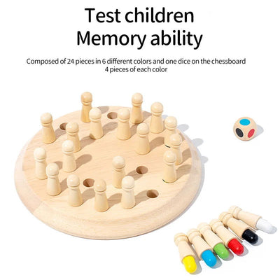 Wooden Chessboard Color Memory Chess Game Memory Concentration Training Wooden CHILDREN'S Early Education Educational Toys - Slobuy