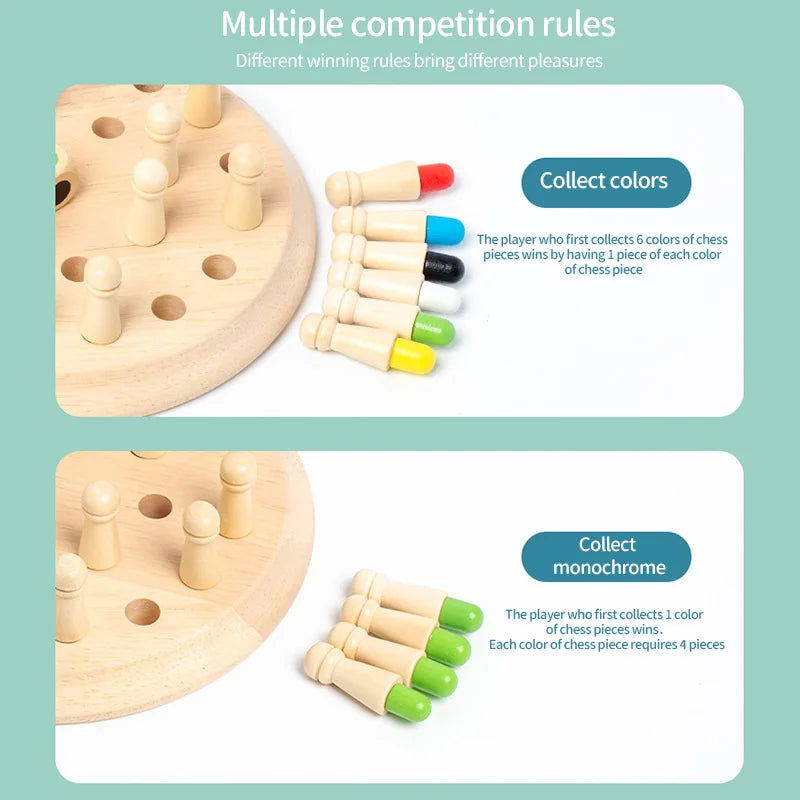 Wooden Chessboard Color Memory Chess Game Memory Concentration Training Wooden CHILDREN'S Early Education Educational Toys - Slobuy