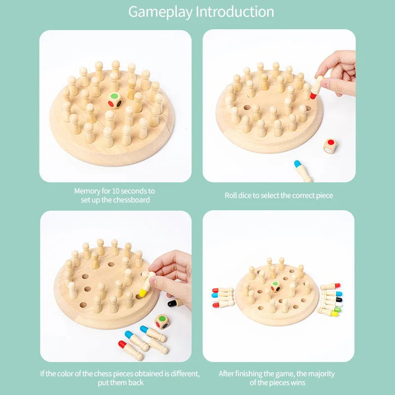 Wooden Chessboard Color Memory Chess Game Memory Concentration Training Wooden CHILDREN'S Early Education Educational Toys - Slobuy