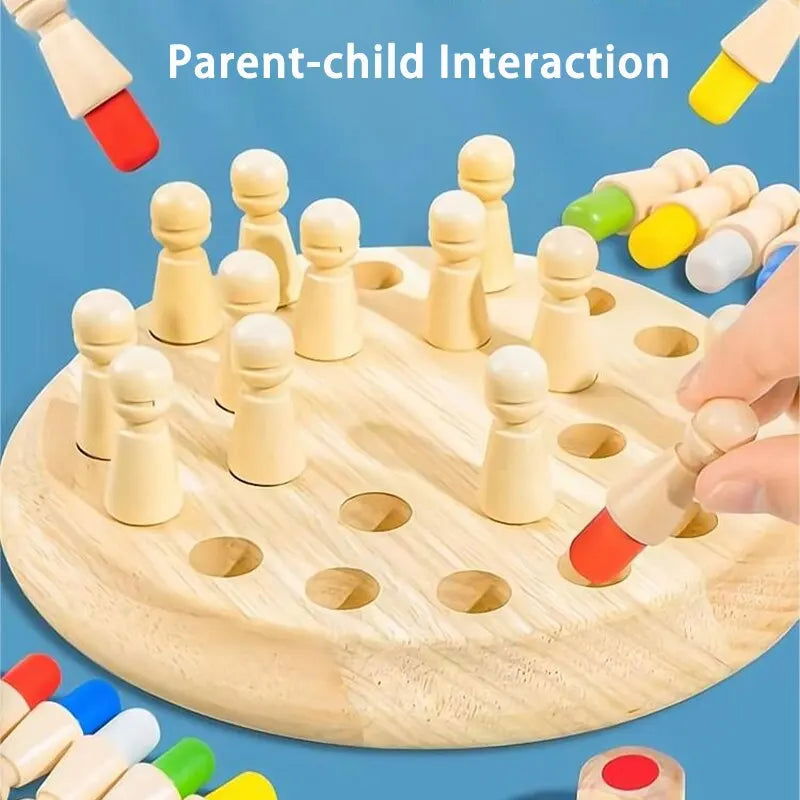 Wooden Chessboard Color Memory Chess Game Memory Concentration Training Wooden CHILDREN'S Early Education Educational Toys - Slobuy