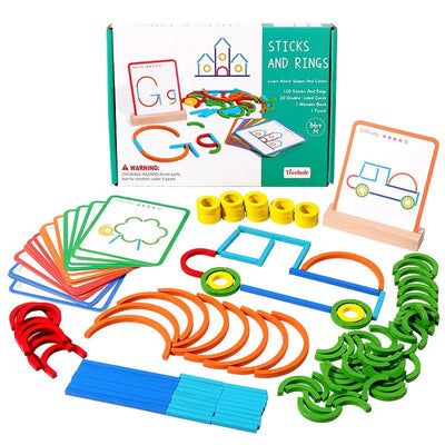 Wooden Creative Sticks And Rings Puzzle Intelligence Game Montessori Early Childhood Educational Toys For Children 3 Year Old - Slobuy