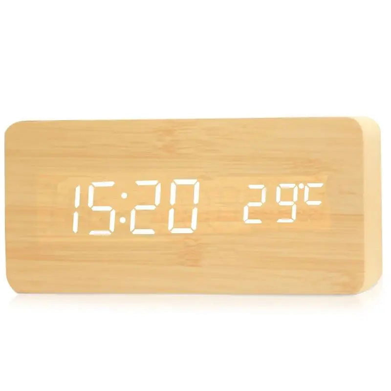 Wooden Digital Alarm Clock, LED Alarm Clock with Temperature Desk Clocks for Office,Bedside Clock - Slobuy