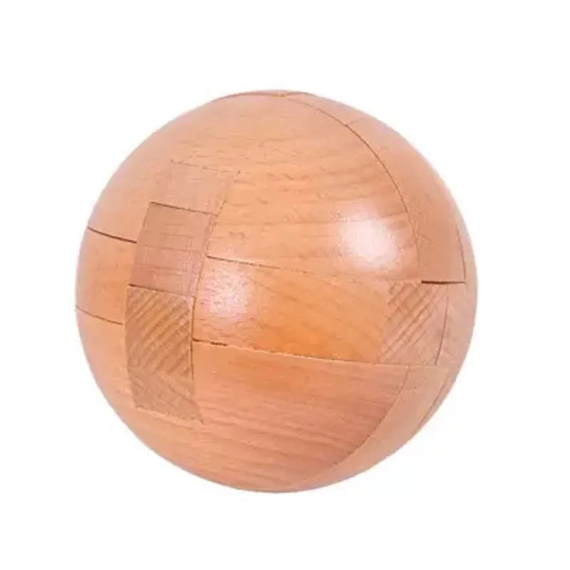 Wooden Kongming Lock,Round Ball Shaped 3D Puzzle,Brain Teasers Intelligence Toy,Sphere Puzzles for Adults And Kids - Slobuy