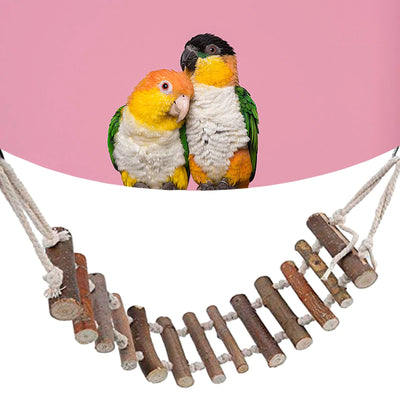 Wooden Parrot Hamster Climbing Ladder Bird Perch Stand Toys for Pet Bird Cage Accessories Parrot Climbing Rope - Slobuy