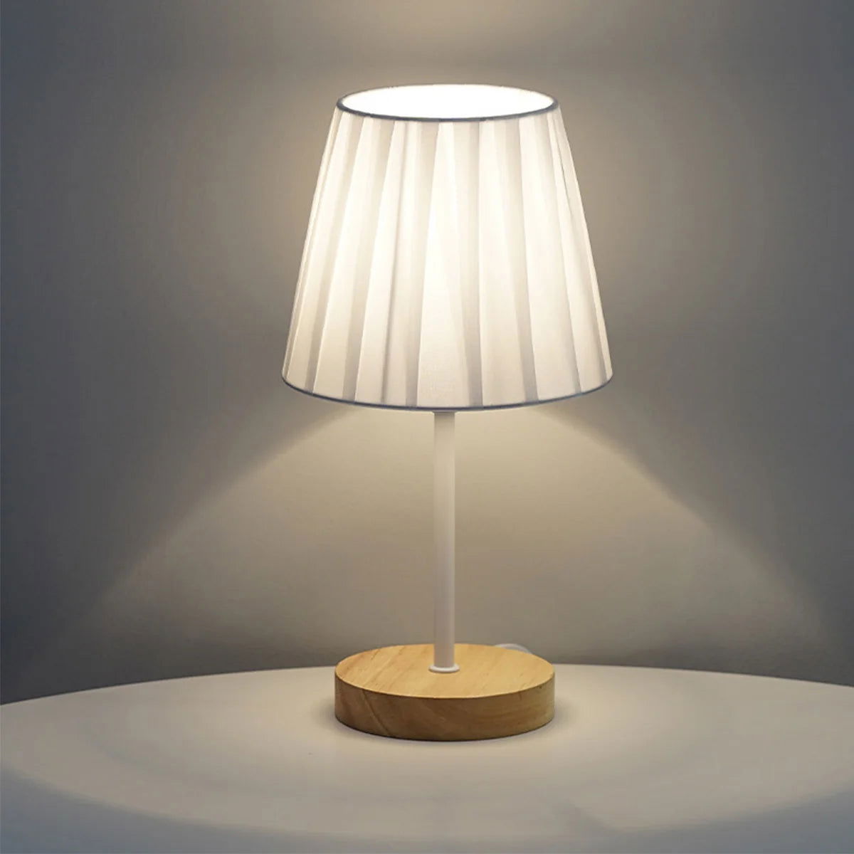 Wooden Table Lamp USB Powered Nightstand Lamp Warm Light Bedside Lamp With Cylinder Lamp Shade Desk Light Bedroom Home Decor - Slobuy