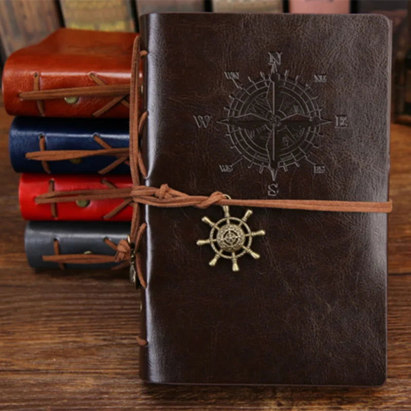 Writing Journal Spiral Notebook Diary Notepad Vintage Nautical Pirate Anchors PU Leather Retro Pendants Note Book Sketchbook - Slobuy