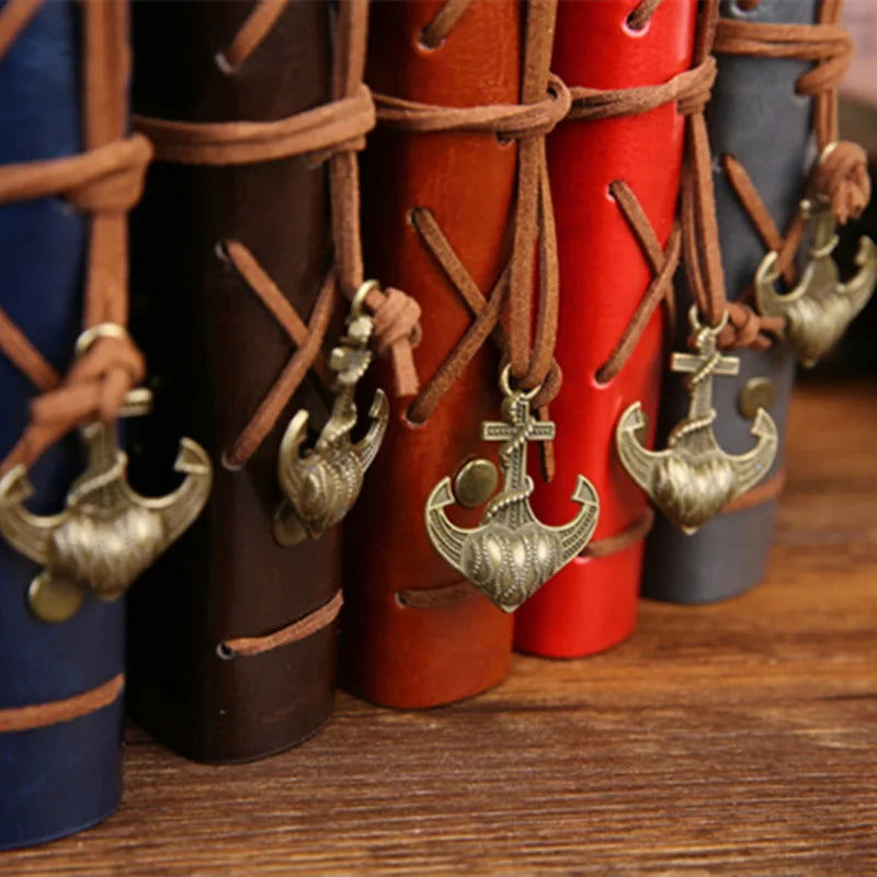 Writing Journal Spiral Notebook Diary Notepad Vintage Nautical Pirate Anchors PU Leather Retro Pendants Note Book Sketchbook - Slobuy