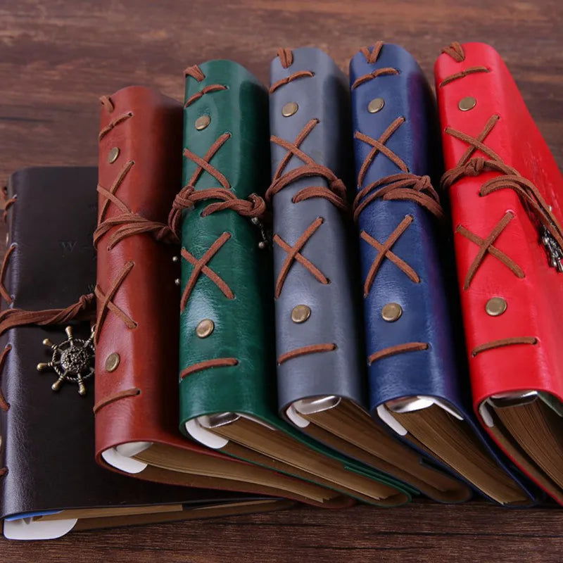 Writing Journal Spiral Notebook Diary Notepad Vintage Nautical Pirate Anchors PU Leather Retro Pendants Note Book Sketchbook - Slobuy