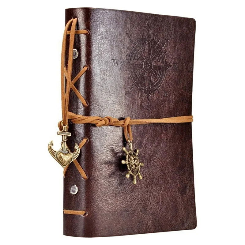 Writing Journal Spiral Notebook Diary Notepad Vintage Nautical Pirate Anchors PU Leather Retro Pendants Note Book Sketchbook - Slobuy