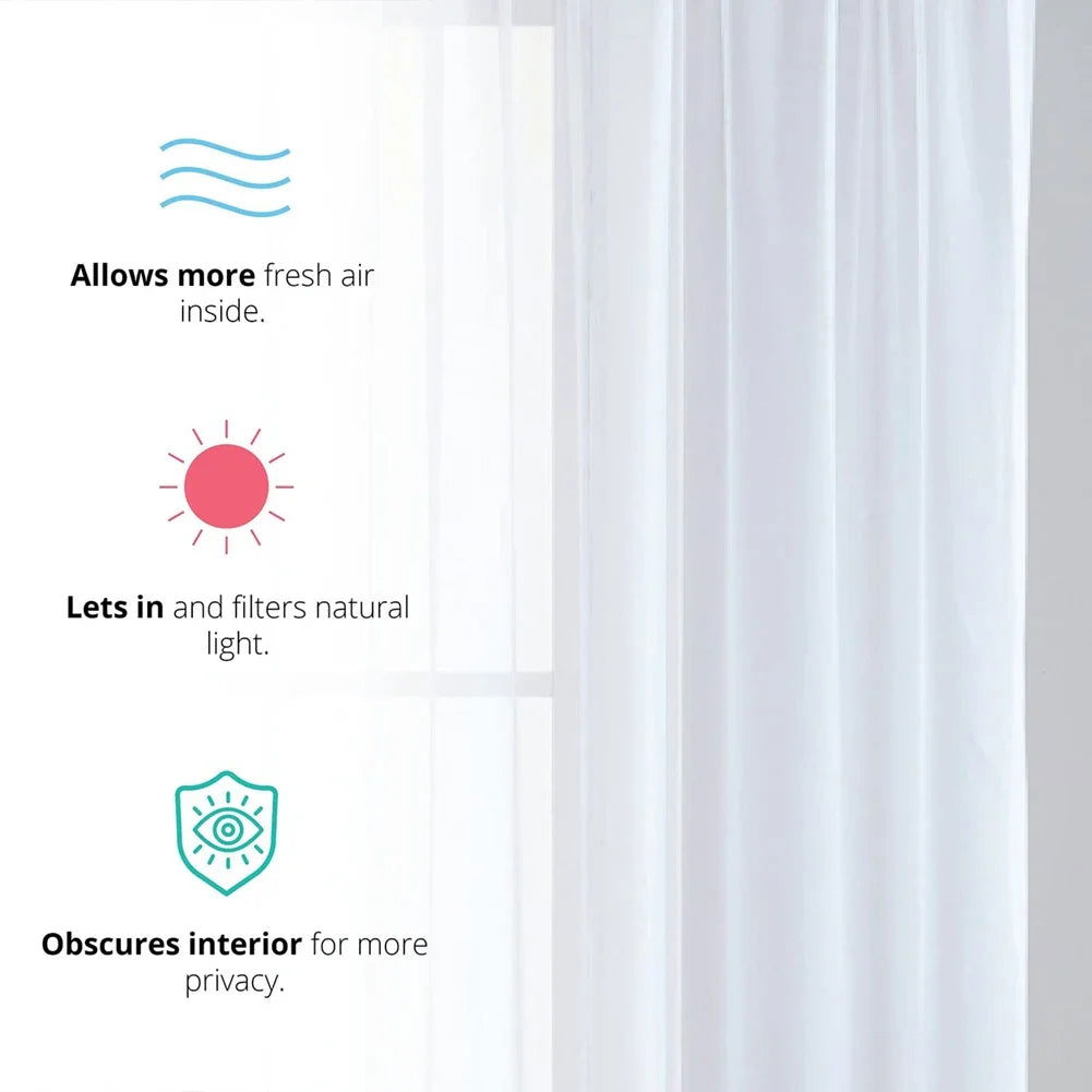 Yeahmart Solid White Yarn Curtain Window Tulle Curtains For Living Room Kitchen Modern Window Treatments Voile Curtains Cortains - Slobuy