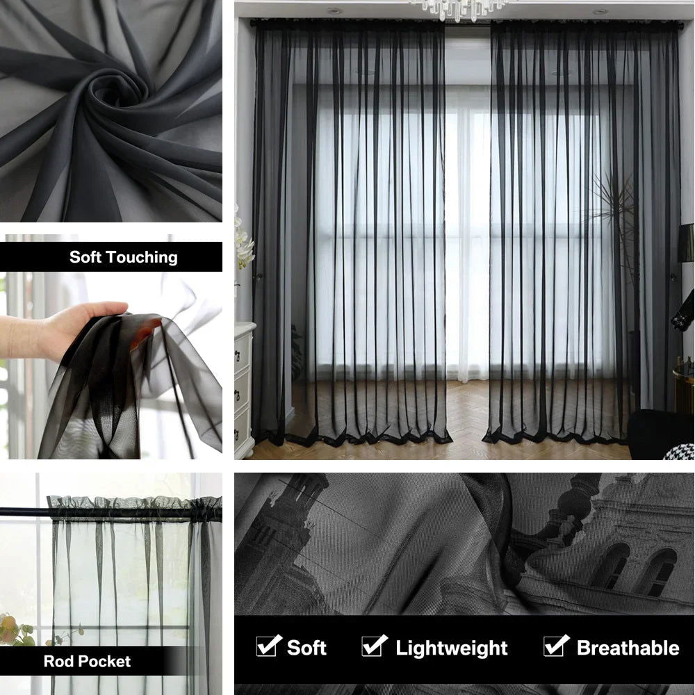 Yeahmart Solid White Yarn Curtain Window Tulle Curtains For Living Room Kitchen Modern Window Treatments Voile Curtains Cortains - Slobuy