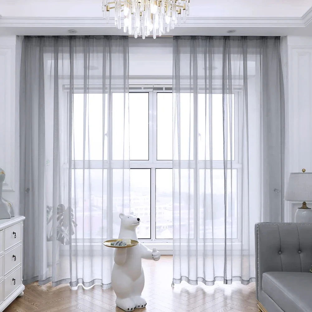 Yeahmart Solid White Yarn Curtain Window Tulle Curtains For Living Room Kitchen Modern Window Treatments Voile Curtains Cortains - Slobuy