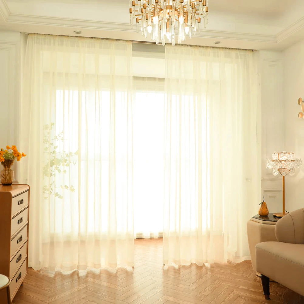 Yeahmart Solid White Yarn Curtain Window Tulle Curtains For Living Room Kitchen Modern Window Treatments Voile Curtains Cortains - Slobuy